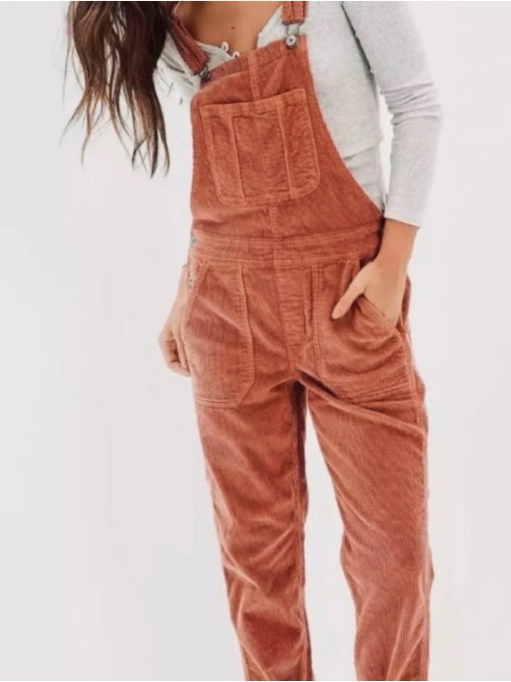 American Eagle Outfitters Rust Corduroy Overalls